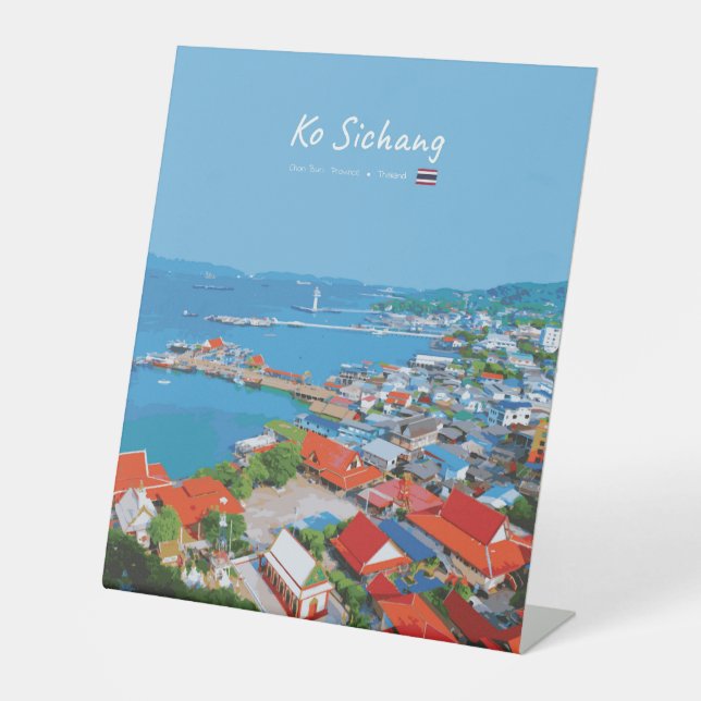 Signe De Table Ko Sichang, Thaïlande - Vue animée du port (Recto)