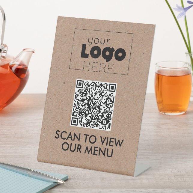 Signe De Table Kraft QR Code No Contact Scan for Menu Table Signe (In SItu)