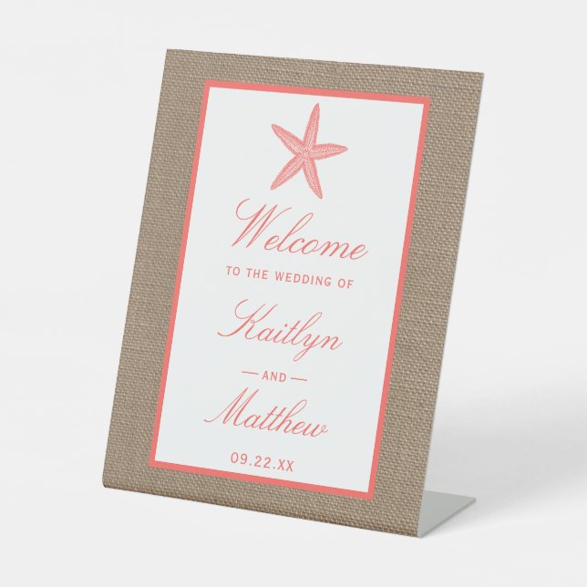 Signe De Table La collection de mariage de plage en toile de jute (Recto)