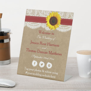 Signe De Table La collection de mariage tournesol de Rustic Kraft