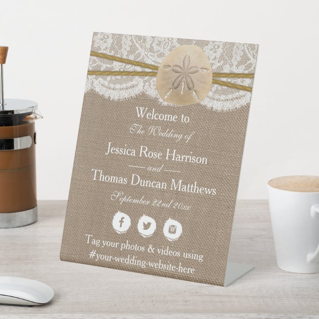 Signe De Table La collection de mariages de plage de sable rustiq (In SItu)