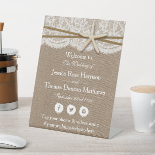 Signe De Table La collection rustique de mariage Starfish Beach