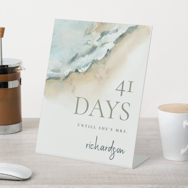 Signe De Table La Mer Côtière Vague La Plage De Sable Jours Jusqu (In SItu)