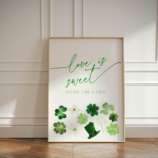 Signe De Table La Saint-Patrick Love est doux Prenez un buffet de (Love is sweet, please take a treat buffet sign)