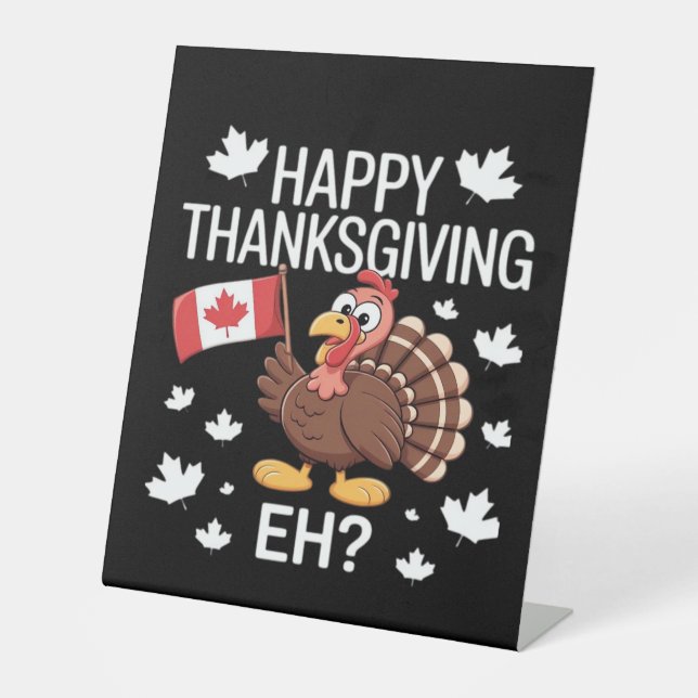 Signe De Table La Turquie avec le Canada Bon thanksgiving Drapeau (Recto)