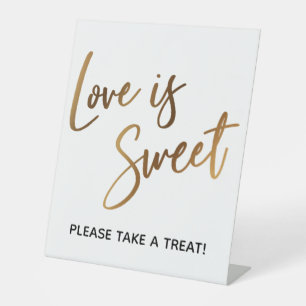 Signe De Table La typographie Love is Sweet Simple Gold
