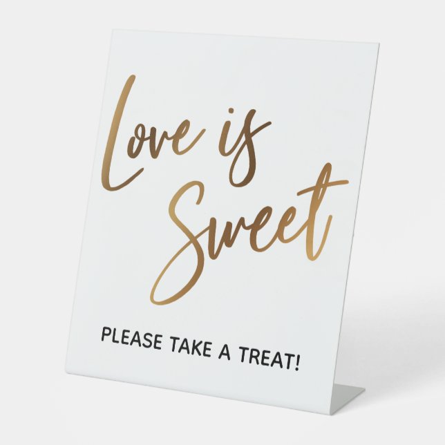 Signe De Table La typographie Love is Sweet Simple Gold (Recto)