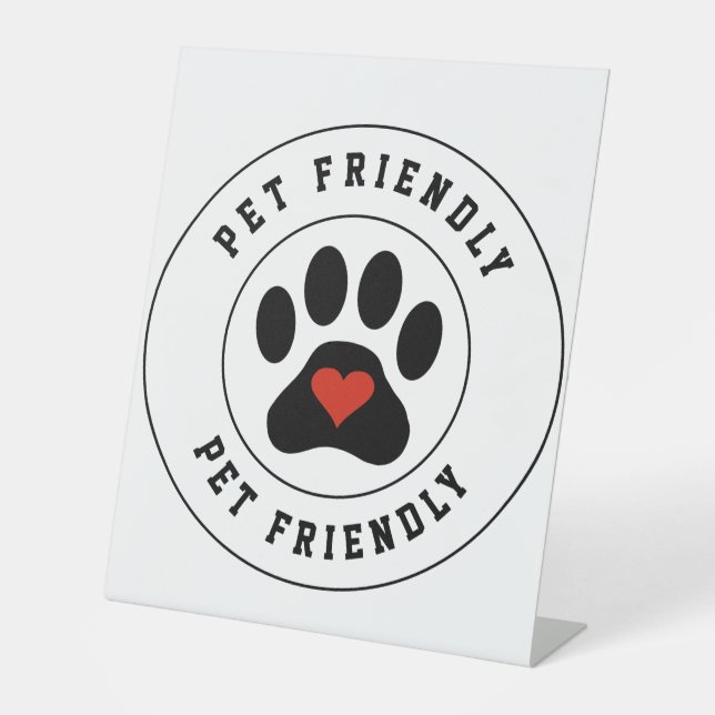 Signe De Table Label Amical Animaux avec patte coeur  (Recto)