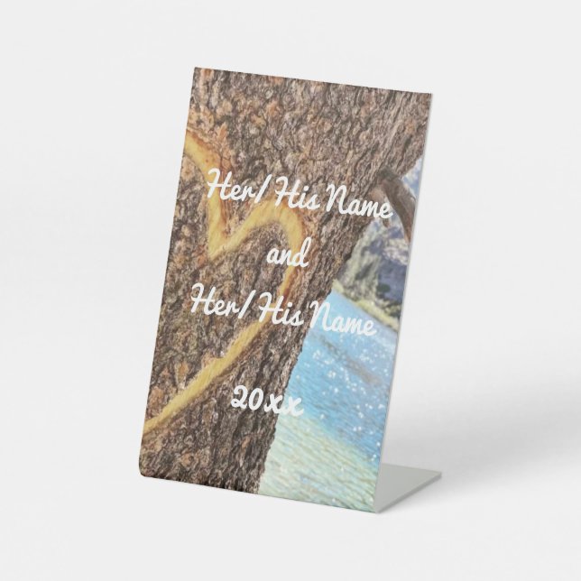 Signe De Table Lac Tahoe Blue Water Tree Heart Love (Recto)