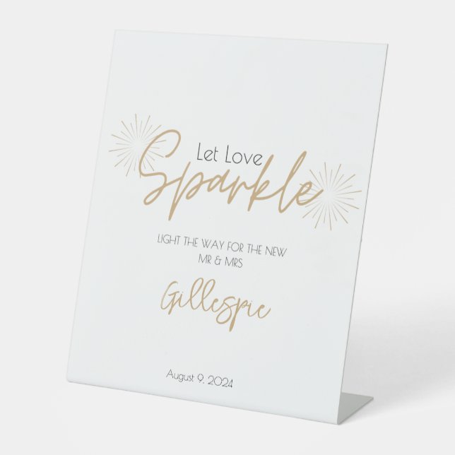 Signe De Table Laisser l'amour Sparkle Sparkler Envoyer (Recto)