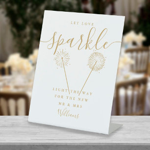 Signe De Table Laisser Love Sparkle Mariage signature or Script