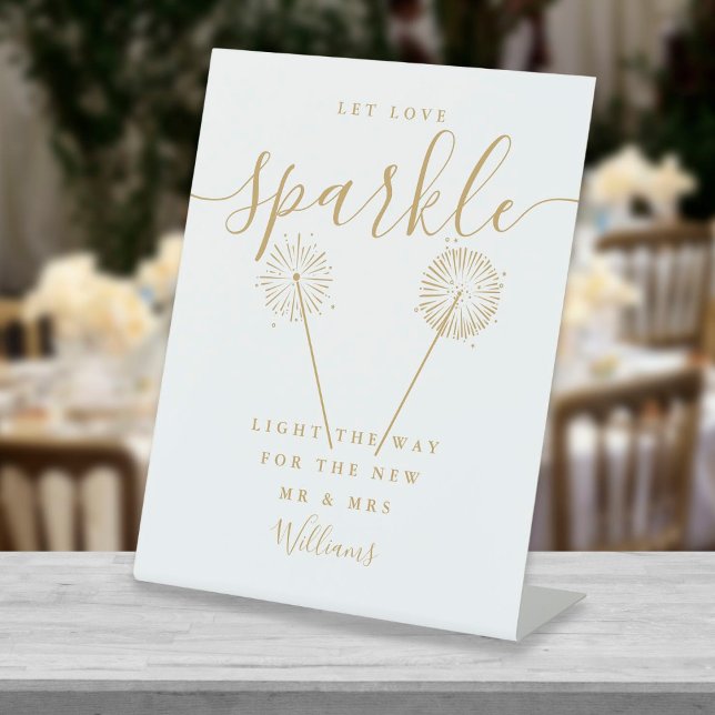 Signe De Table Laisser Love Sparkle Mariage signature or Script (Créateur téléchargé)