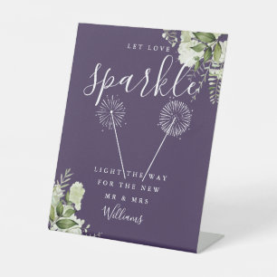 Signe De Table Laissez Étinceler L'Amour Floral Mariage Violet
