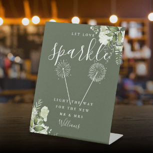 Signe De Table Laissez l'amour étinceler Floral Olive Green Maria