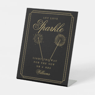 Signe De Table Laissez l'amour scintiller Art Déco noir et or