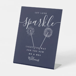 Signe De Table Laissez l'amour scintiller Signature Script Bleu m