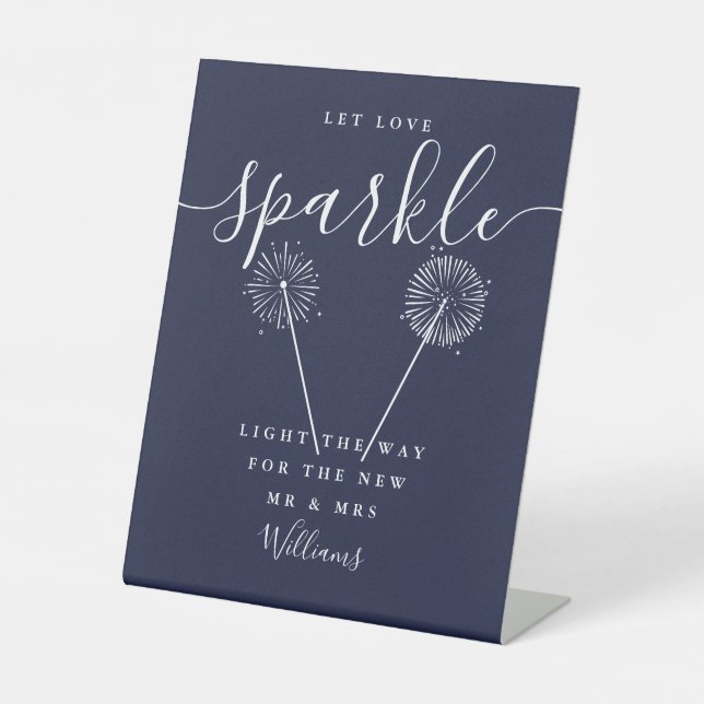 Signe De Table Laissez l'amour scintiller Signature Script Bleu m (Recto)