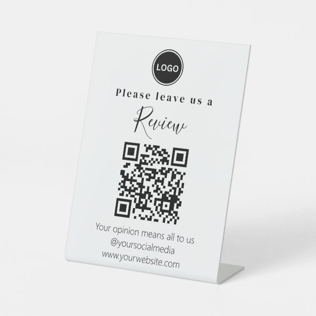Signe De Table Laissez-nous un avis QR code moderne (Recto)