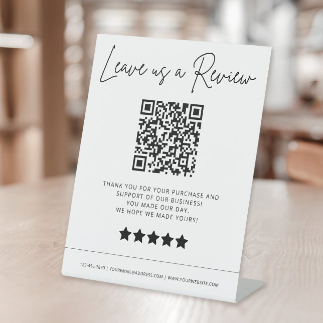 Signe De Table Laissez-nous un examen QR Code Business (Créateur téléchargé)