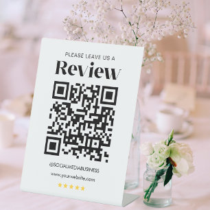 Signe De Table Laissez un avis QR Code Réseaux Sociaux Personnali