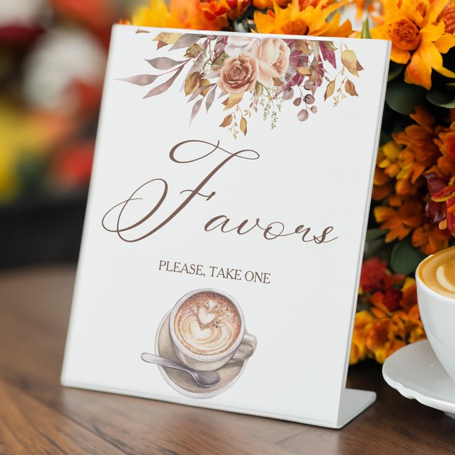 Signe De Table L'amour brasse café nuptiale douche faveurs table (Love is brewing coffee bridal shower favors table pedestal sign personalized table decor)