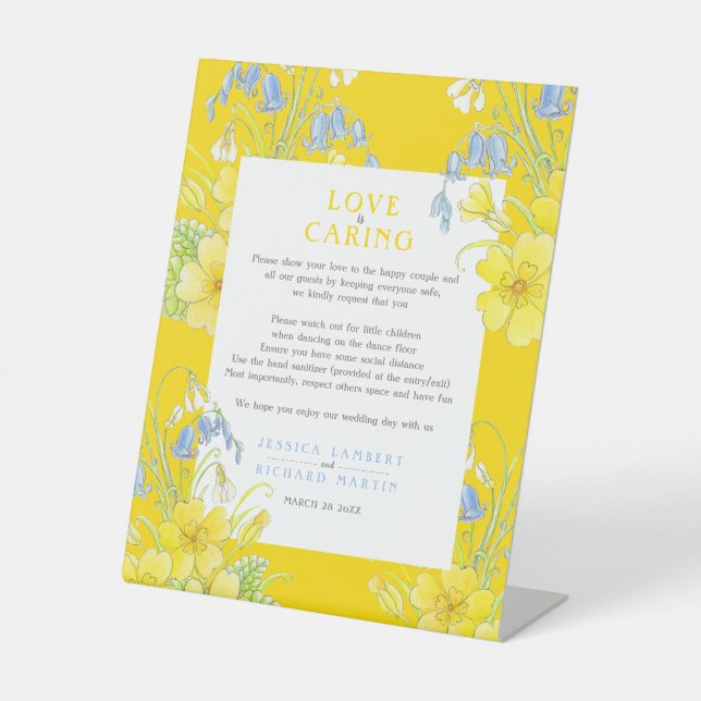 Signe De Table L'amour est attentionné mariage jaune santé (Recto)