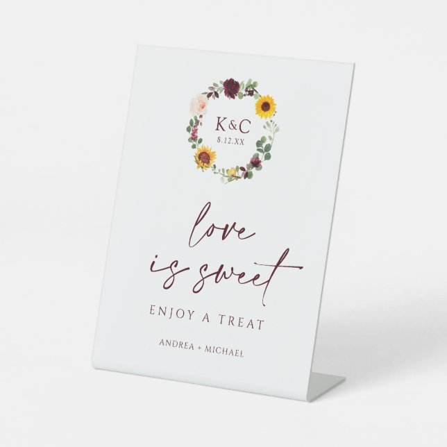 Signe De Table L'amour est doux Mariage d'automne Fête de mariage (Recto)
