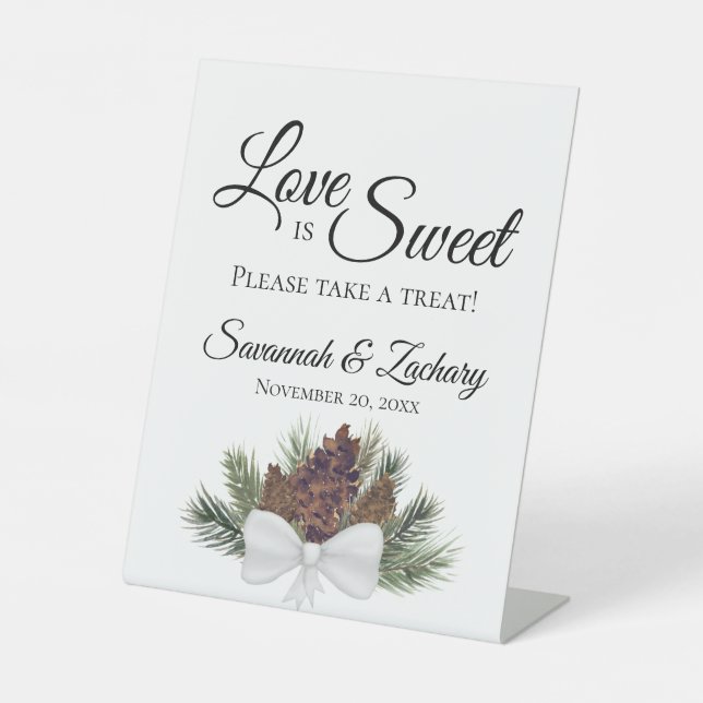 Signe De Table L'amour est doux Prendre Treat Rustic Pinecones Ma (Recto)