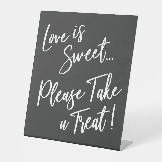 Signe De Table L'amour est doux, prenez une friandise ! Gris fonc (Recto)