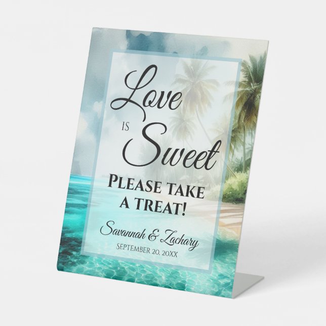 Signe De Table L'amour est doux, prenez une friandise Mariage tro (Recto)