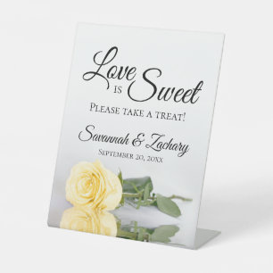 Signe De Table L'amour est doux, prenez une friandise Rose jaune