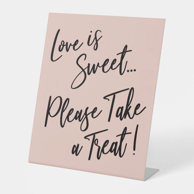 Signe De Table L'amour est doux, prenez une friandise ! Rose saum (Recto)
