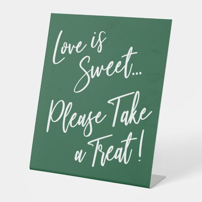 Signe De Table L'amour est doux, prenez une friandise ! Vert feui (Recto)