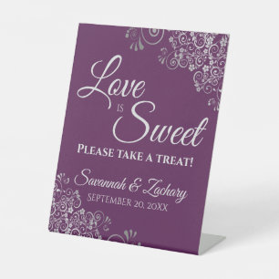 Signe De Table L'amour est doux, prenez une friandise Violet pour