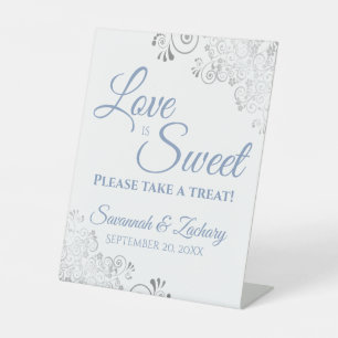 Signe De Table L'amour est sucré Prenez un gâteau dentelle argent