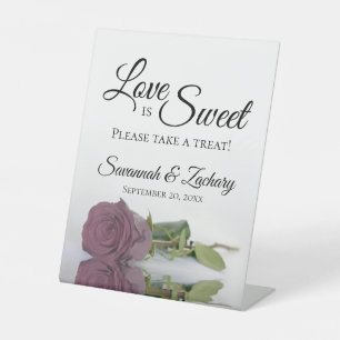 Signe De Table L'amour est sucré Prenez un soin Dusty Mauve Rose