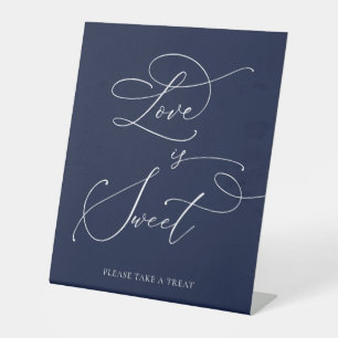 Signe De Table L'amour est Sweet Navy Bleu Minimaliste Mariage