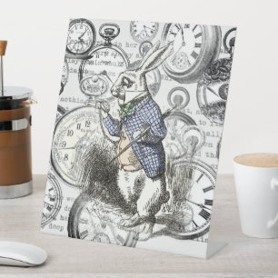 Signe De Table Lapin Blanc Alice au Pays des Merveilles Horloges 