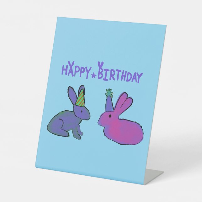 Signe De Table Lapin d'anniversaire (Recto)