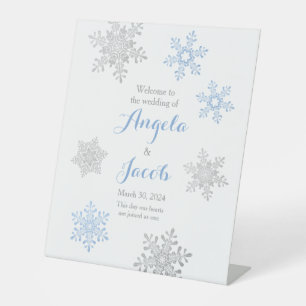 Signe De Table Lapis Blue Silver Snowflake Mariage d'hiver