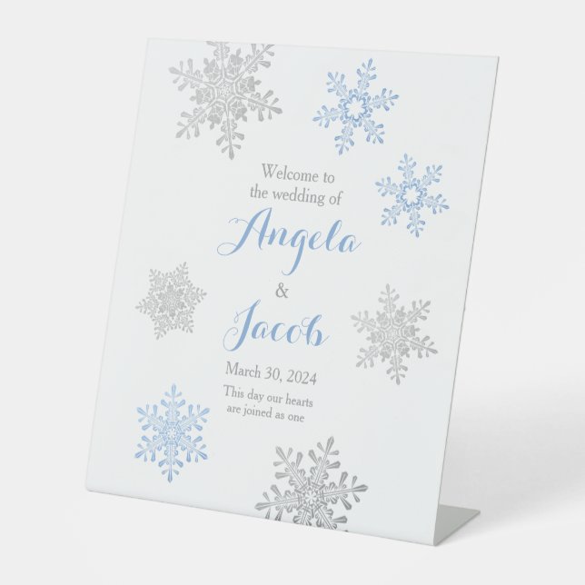 Signe De Table Lapis Blue Silver Snowflake Mariage d'hiver (Recto)