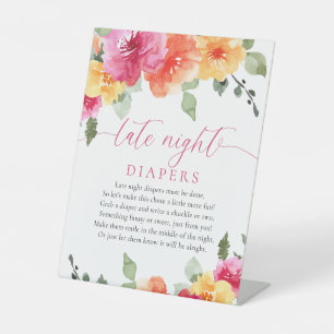 Signe De Table Late couche de nuit rose orange brillant floral