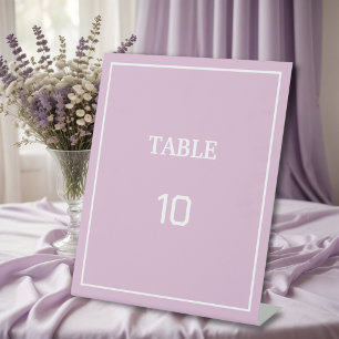 Signe De Table Lavande simple élégante, Mariage Numéro de table