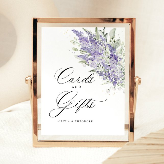 Signe De Table Lavender Sage Green Floral Cards & Gifts Wedding (Lavender floral sage green cards & gifts wedding sign elegant  table sign for reception décor)
