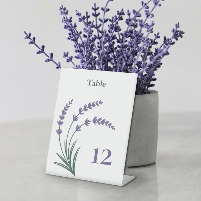 Signe De Table Lavender Wedding Table Number Pedestal Sign (Lavender Wedding Table Numbers Pedestal Sign)