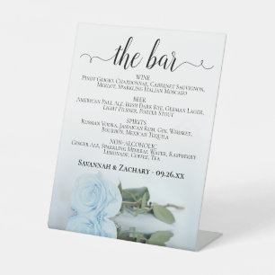 Signe De Table Le Bar - Dusty Blue Rose Boissons Menu Mariage