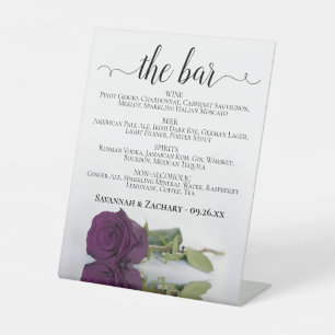 Signe De Table Le Bar - Plum Purple Rose Boissons Menu Mariage