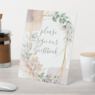 Signe De Table Le cadre auréolé de verdure florale de mariage