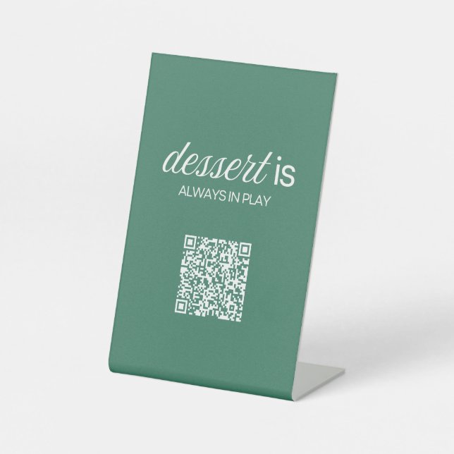 Signe De Table Le dessert est toujours en jeu | Code QR Green Gol (Recto)
