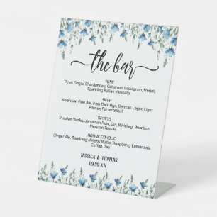 Signe De Table Le Menu des Boissons de Mariage Bar Blue Boho Wild